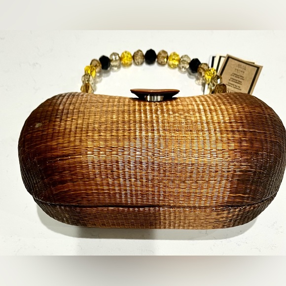 Le Sac Handmade Purse Buri palm tree rattan, straw cane woven style bag, NWT - Picture 8 of 13